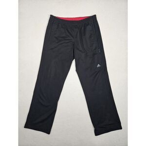 Adidas Men's Essentials Warm-up  3-stripes Tracksuit Bottoms Black Red Waistband